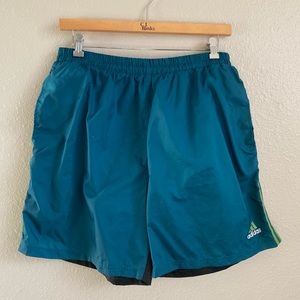 Adidas Teal Green Windbreaker Athletic Shorts